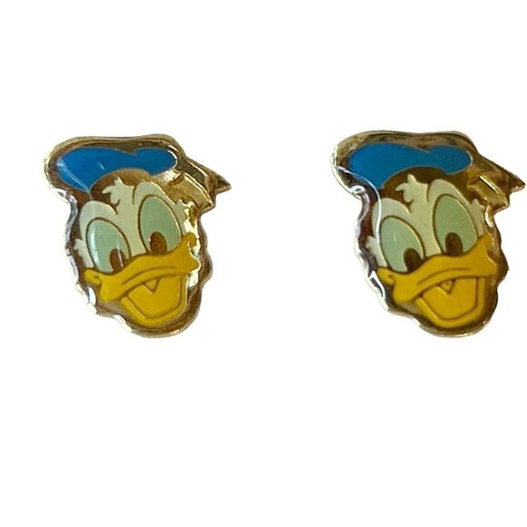 Vintage Disney Parks Donald Duck Enamel Post Pierced Earrings Animation Cartoon - Picture 4 of 4